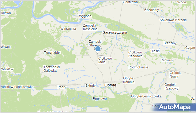 mapa Ciółkowo Małe, Ciółkowo Małe na mapie Targeo